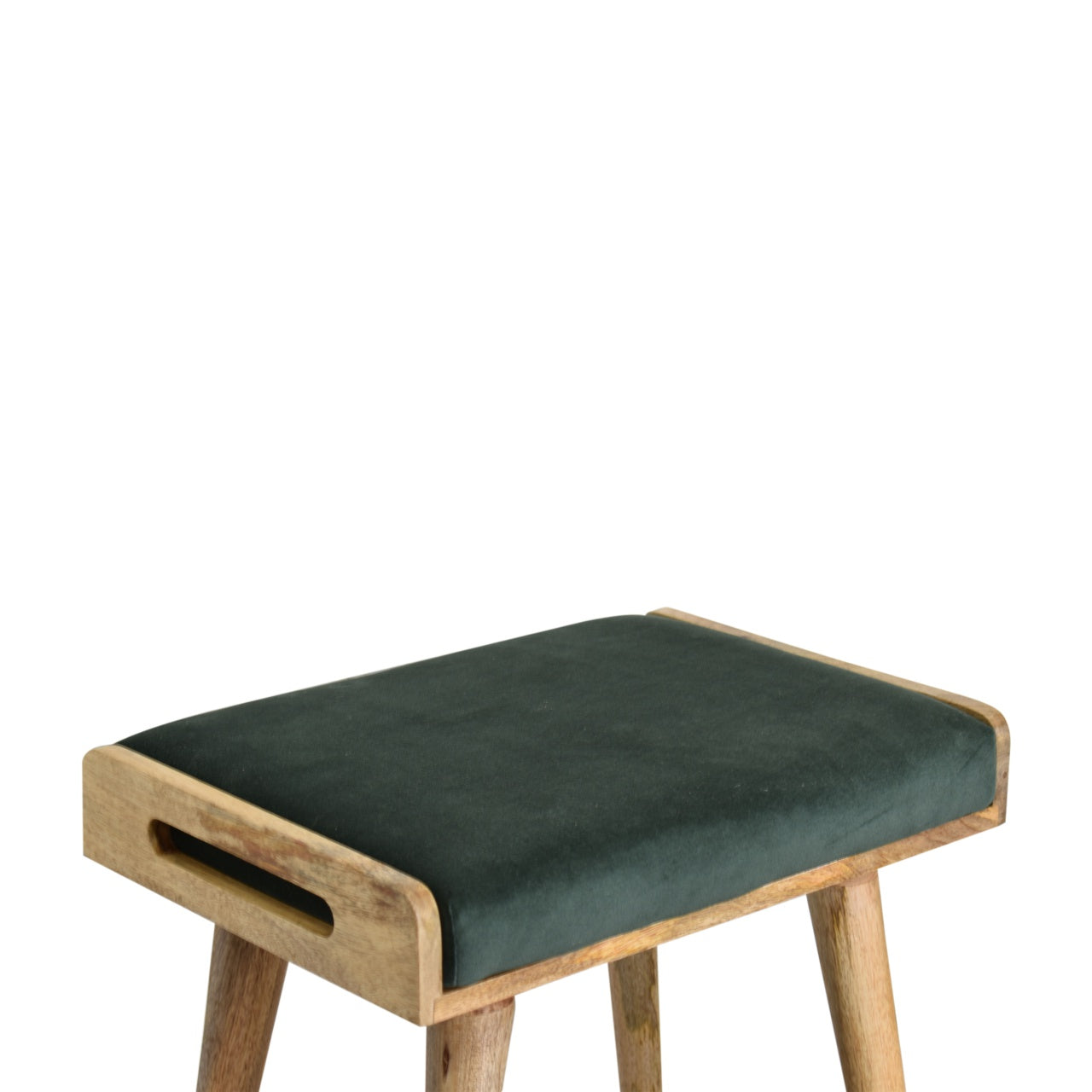 Emerald Velvet Tray Style Footstool | Cotton Velvet
