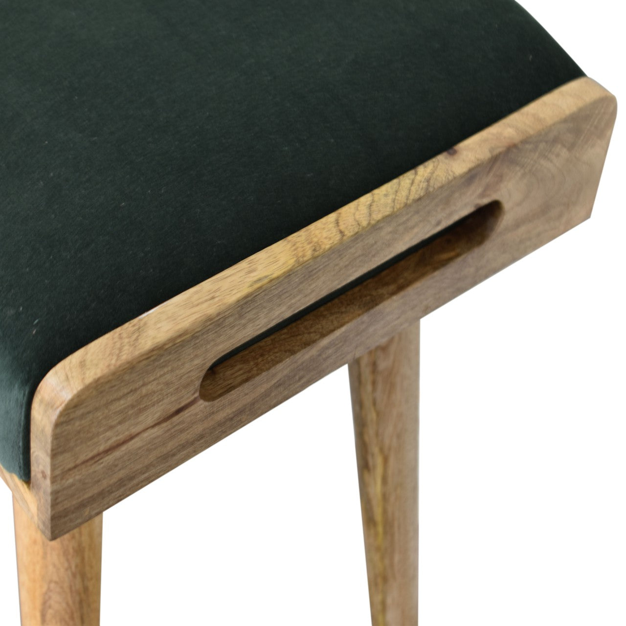 Emerald Velvet Tray Style Footstool | Cotton Velvet