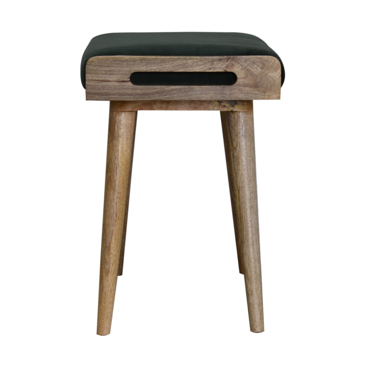 Emerald Velvet Tray Style Footstool | Cotton Velvet