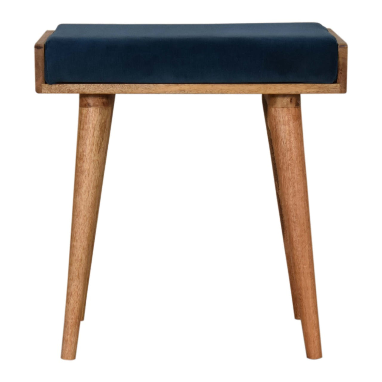 Teal Velvet Tray Style Footstool | Cotton Velvet