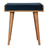 Teal Velvet Tray Style Footstool | Cotton Velvet