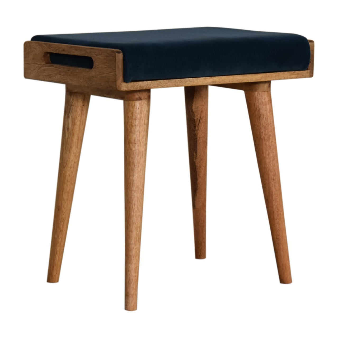 Teal Velvet Tray Style Footstool | Cotton Velvet