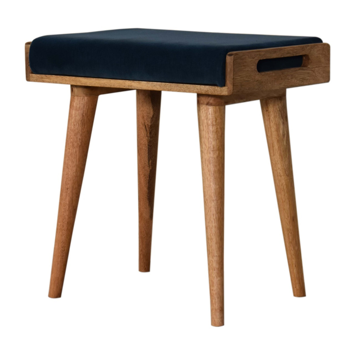 Teal Velvet Tray Style Footstool | Cotton Velvet
