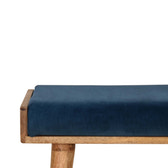 Teal Velvet Tray Style Footstool | Cotton Velvet