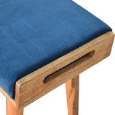 Teal Velvet Tray Style Footstool | Cotton Velvet