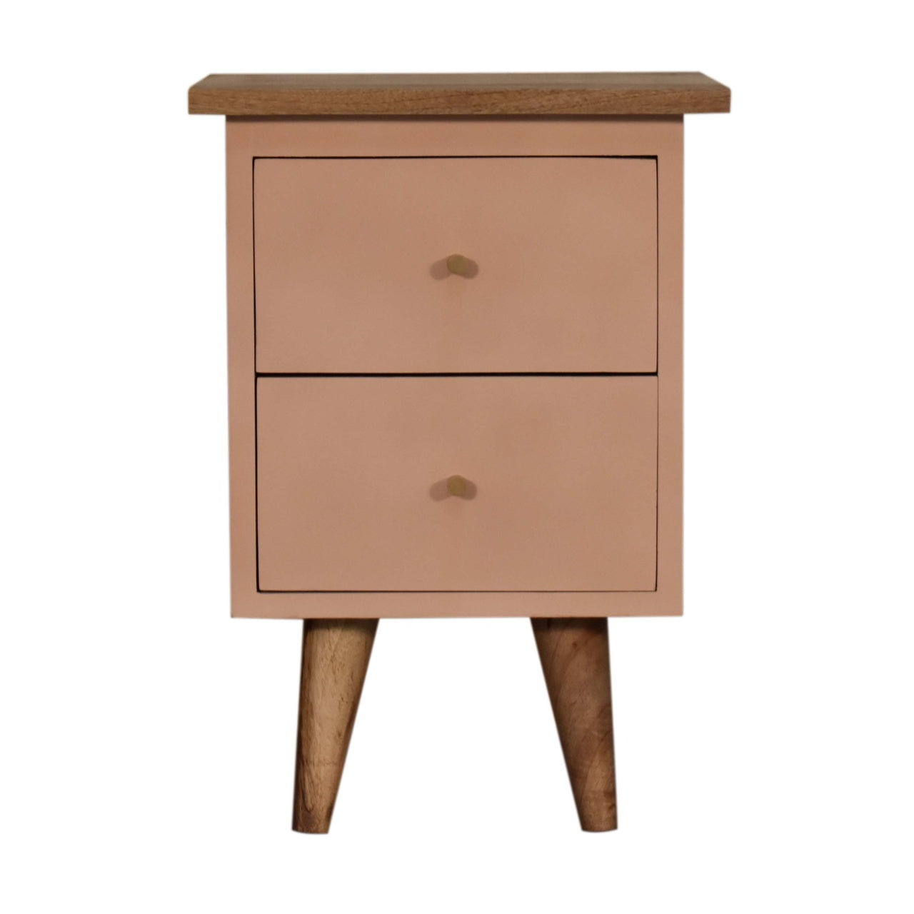 Blush Pink Hand Painted Bedside Table | Hand-Painted Solid Mango Wood