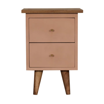 Blush Pink Hand Painted Bedside Table | Hand-Painted Solid Mango Wood