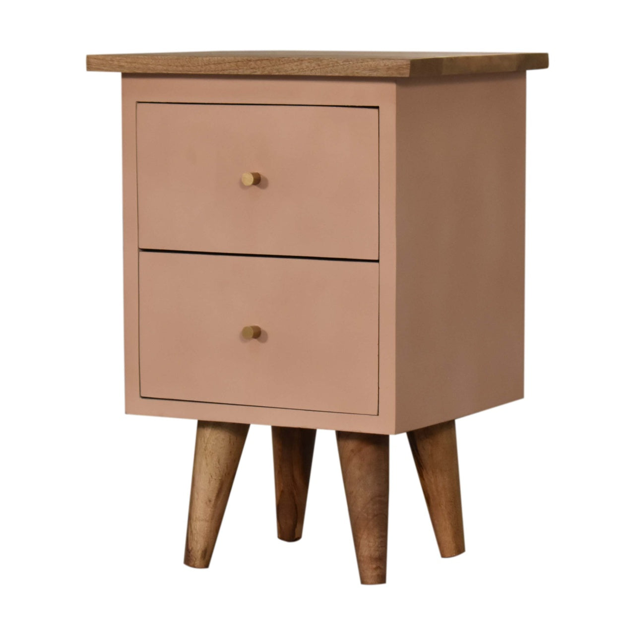Blush Pink Hand Painted Bedside Table | Hand-Painted Solid Mango Wood
