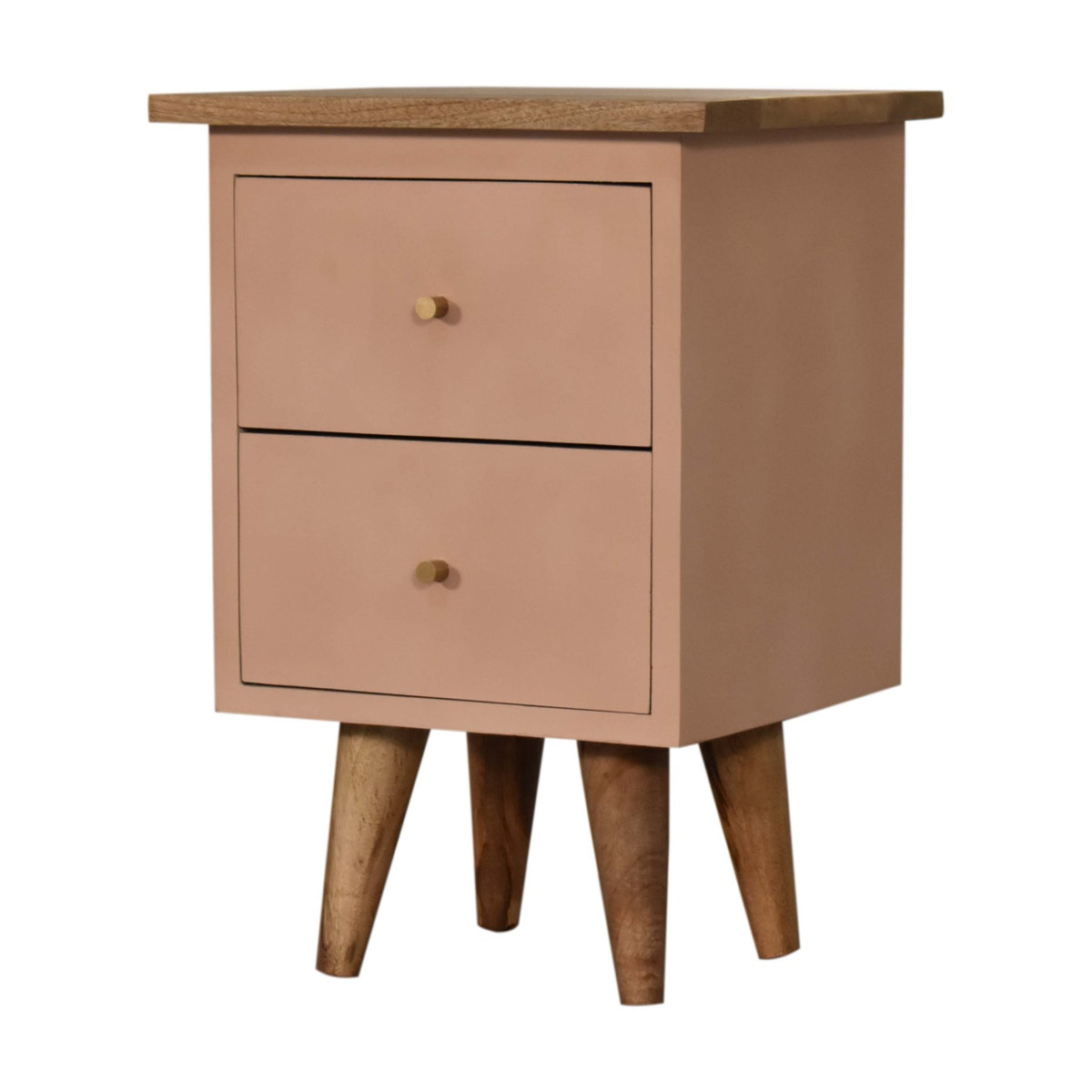 Blush Pink Hand Painted Bedside Table | Hand-Painted Solid Mango Wood