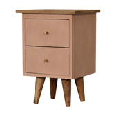 Blush Pink Hand Painted Bedside Table | Hand-Painted Solid Mango Wood