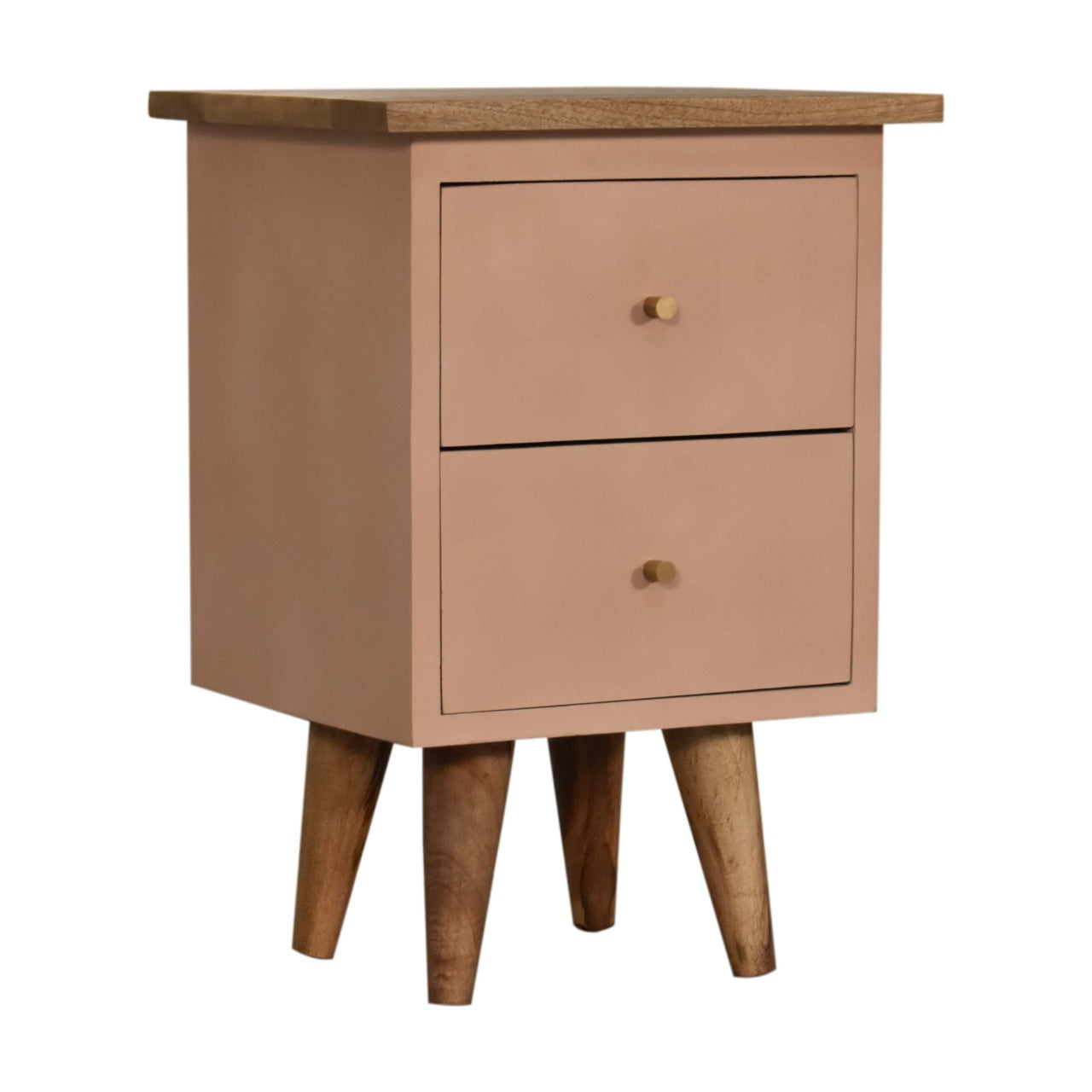 Blush Pink Hand Painted Bedside Table | Hand-Painted Solid Mango Wood
