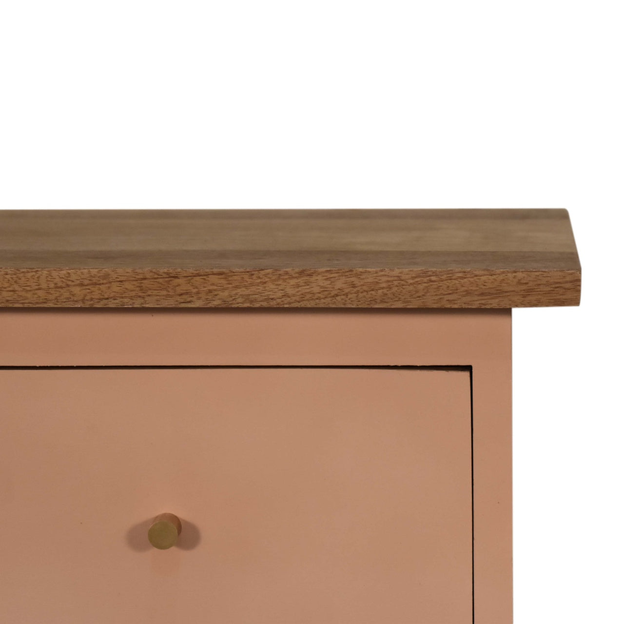 Blush Pink Hand Painted Bedside Table | Hand-Painted Solid Mango Wood