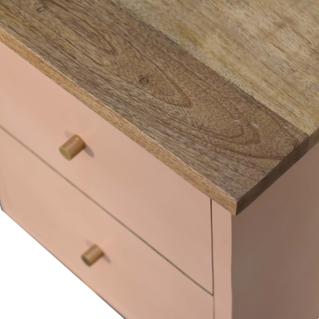 Blush Pink Hand Painted Bedside Table | Hand-Painted Solid Mango Wood