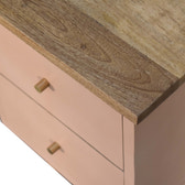 Blush Pink Hand Painted Bedside Table | Hand-Painted Solid Mango Wood