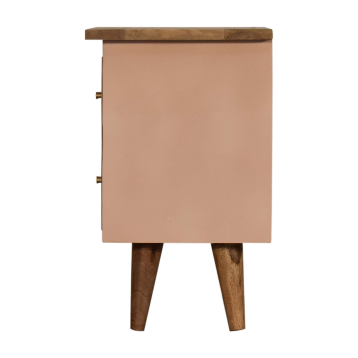 Blush Pink Hand Painted Bedside Table | Hand-Painted Solid Mango Wood