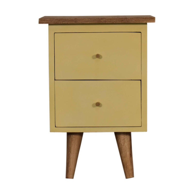 Yellow Hand Painted Bedside Table | Hand-Painted Mango Wood
