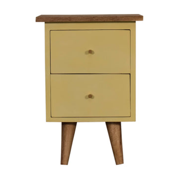 Yellow Hand Painted Bedside Table | Hand-Painted Mango Wood