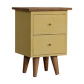 Yellow Hand Painted Bedside Table | Hand-Painted Mango Wood