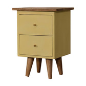 Yellow Hand Painted Bedside Table | Hand-Painted Mango Wood