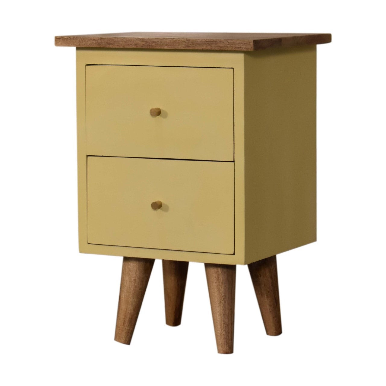 Yellow Hand Painted Bedside Table | Hand-Painted Mango Wood