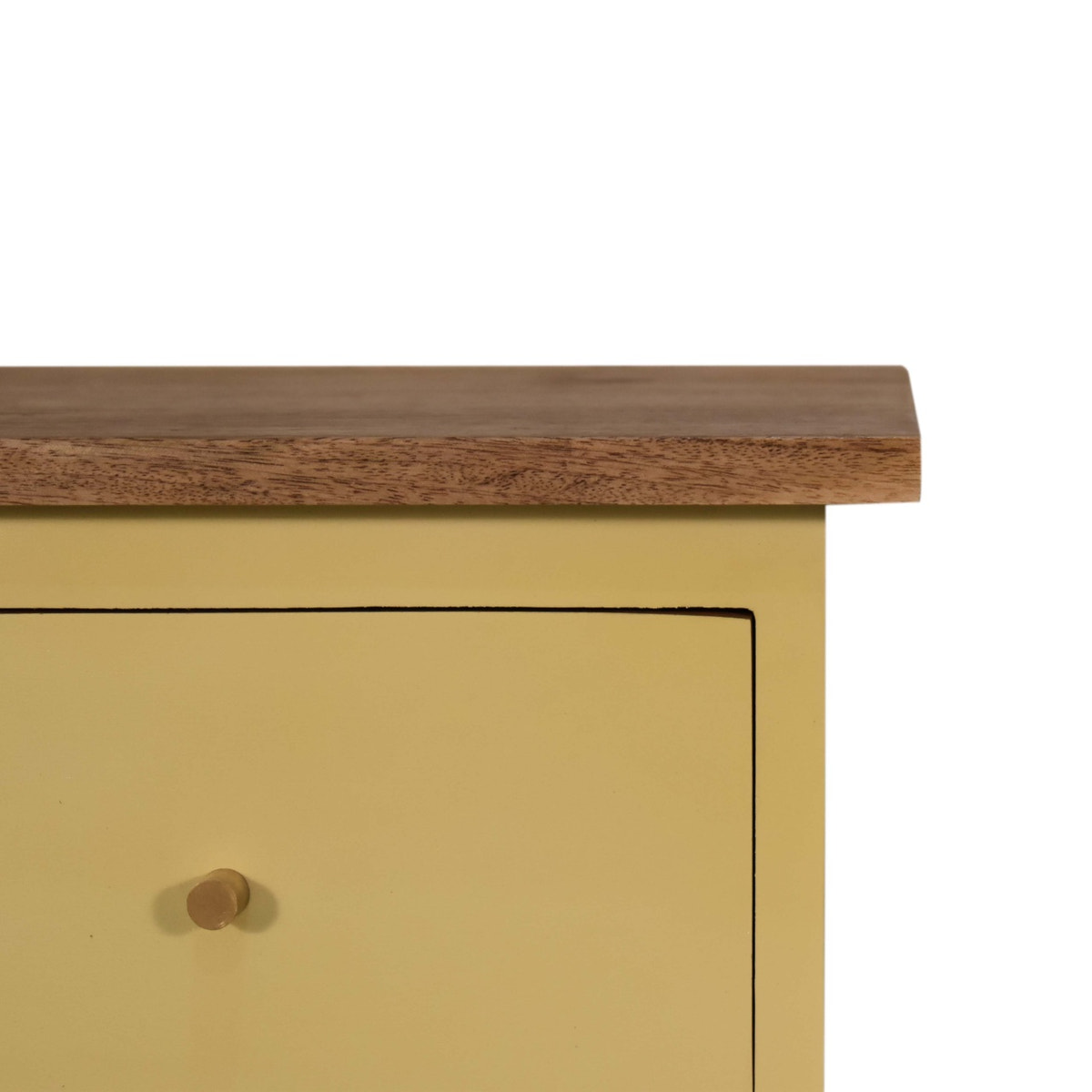 Yellow Hand Painted Bedside Table | Hand-Painted Mango Wood
