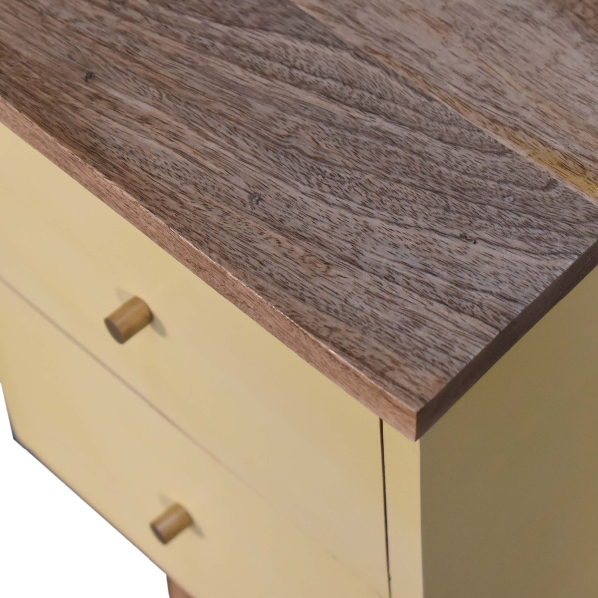 Yellow Hand Painted Bedside Table | Hand-Painted Mango Wood