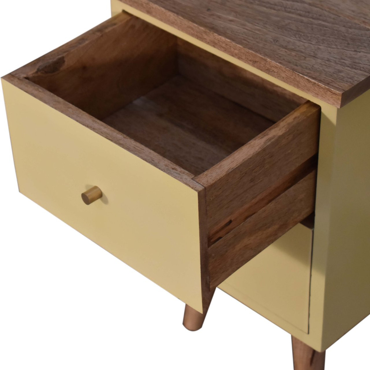 Yellow Hand Painted Bedside Table | Hand-Painted Mango Wood