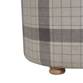 Deep Button Round Checked Footstool | Oak-Ish Solid Mango Wood