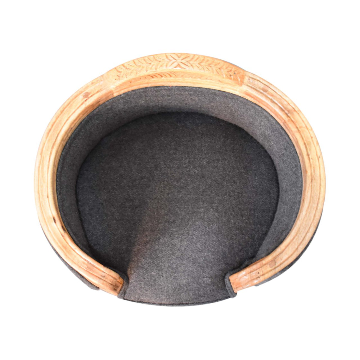 Carved Battleship Tweed Pet Bed | Hand-Carved