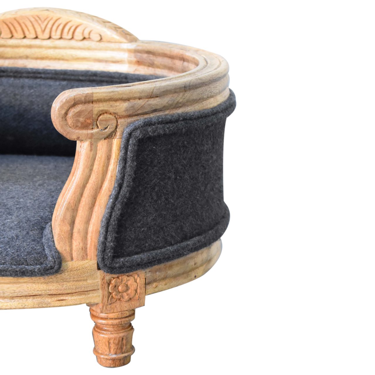 Carved Battleship Tweed Pet Bed | Hand-Carved