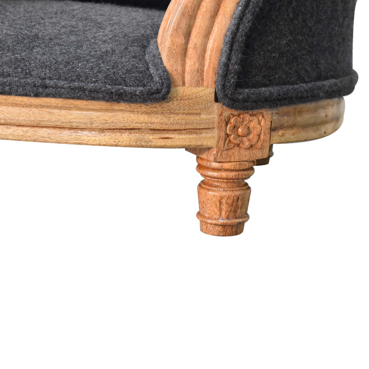 Carved Battleship Tweed Pet Bed | Hand-Carved