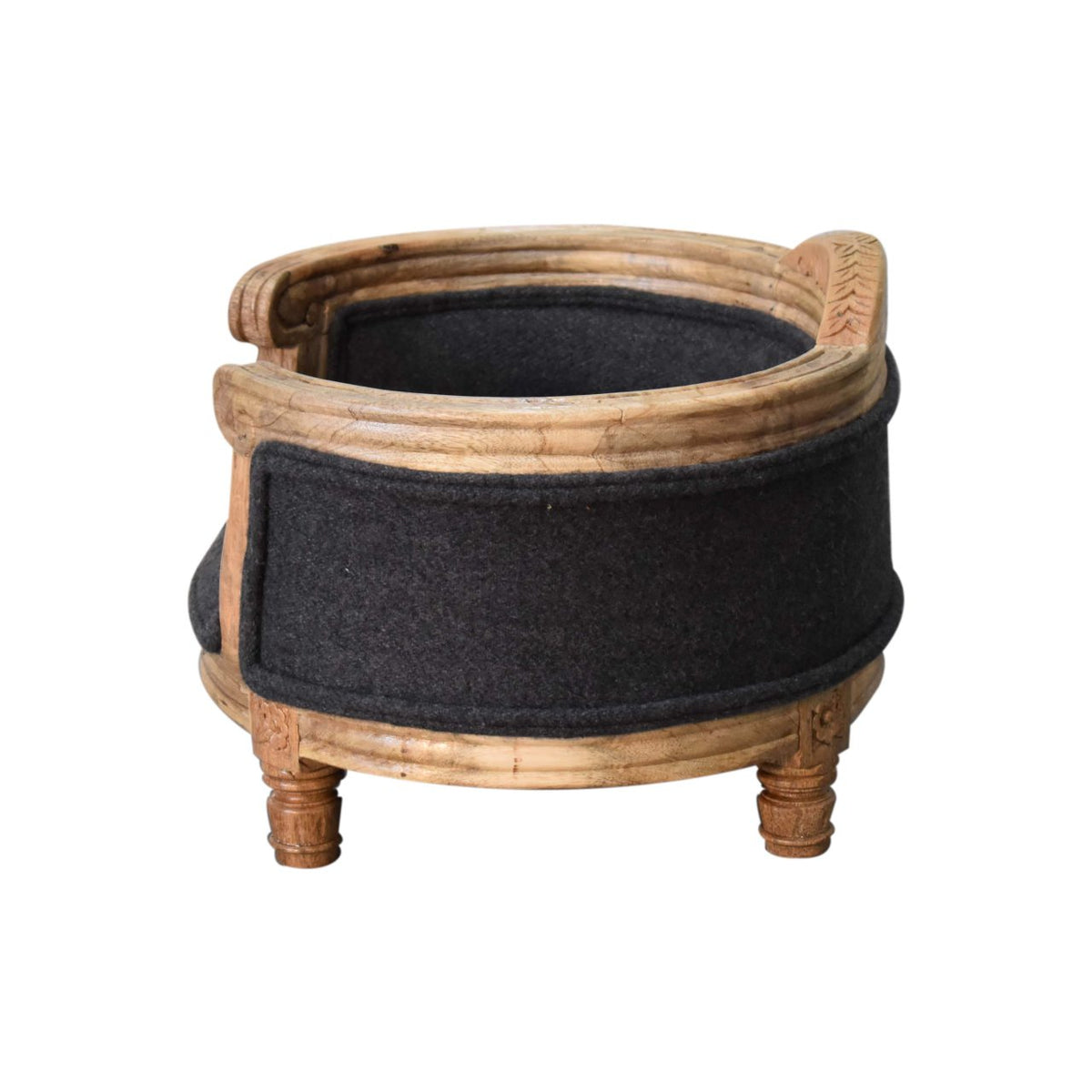 Carved Battleship Tweed Pet Bed | Hand-Carved