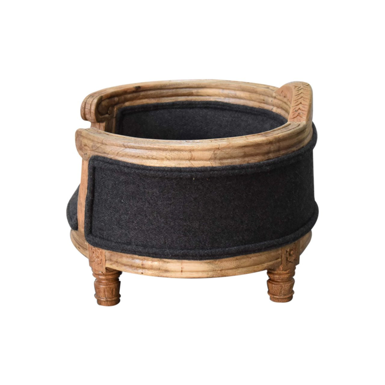 Carved Battleship Tweed Pet Bed | Hand-Carved