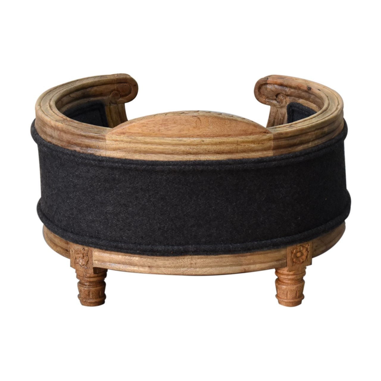 Carved Battleship Tweed Pet Bed | Hand-Carved
