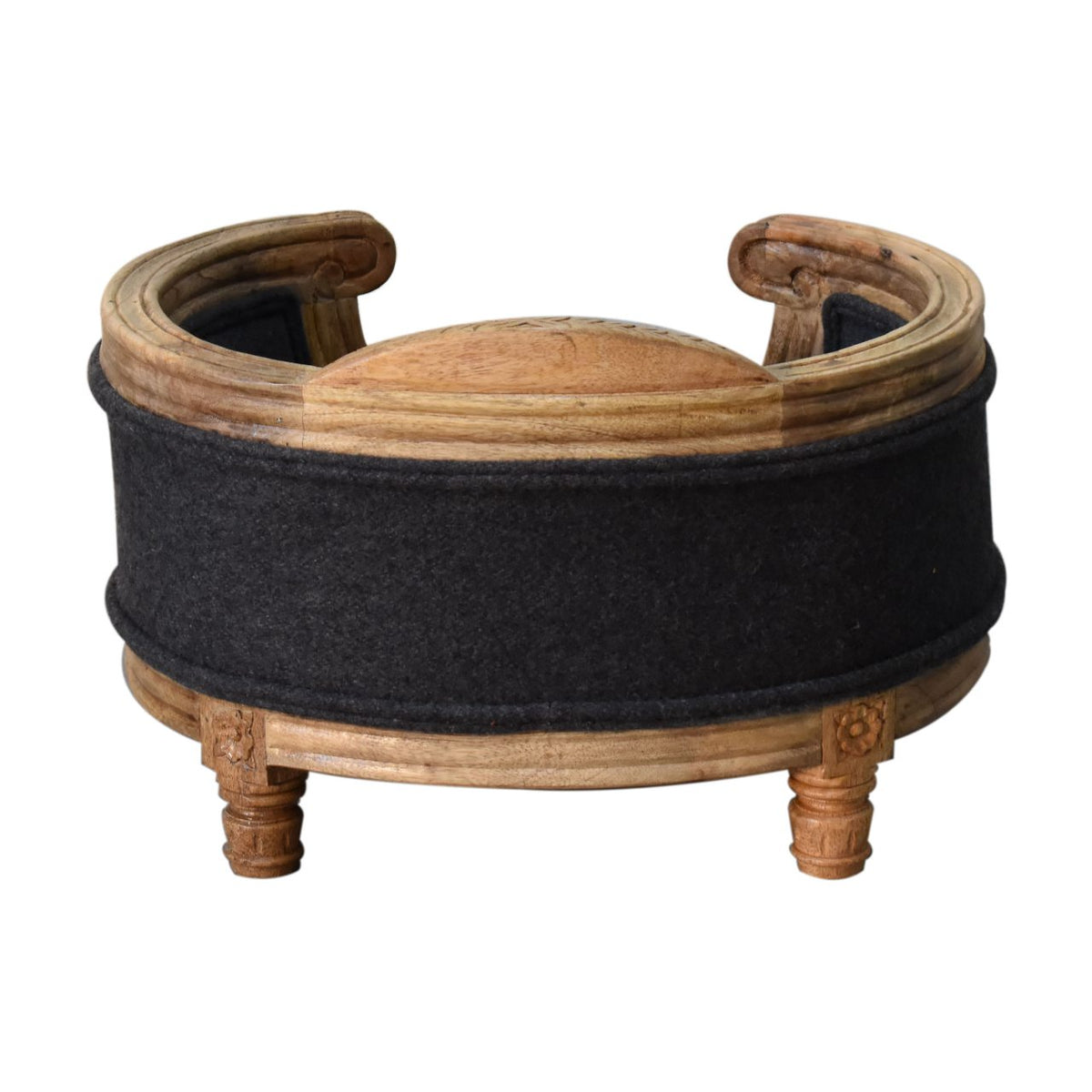 Carved Battleship Tweed Pet Bed | Hand-Carved