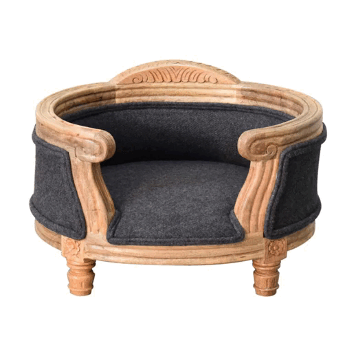 Carved Battleship Tweed Pet Bed | Hand-Carved