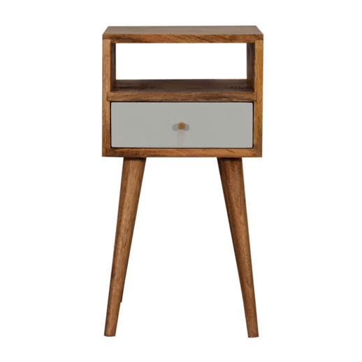 Mini Sky Blue Hand Painted Bedside Table | Oak-Ish Mango Wood