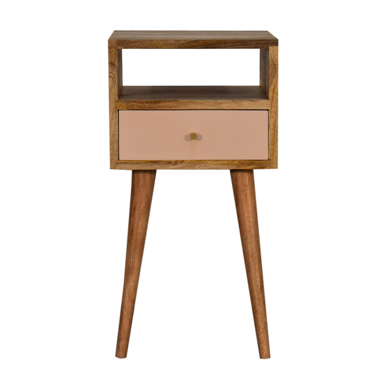Mini Blush Hand Painted Bedside Table | Oak-Ish Solid Mango Wood