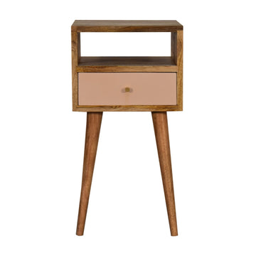 Mini Blush Hand Painted Bedside Table | Oak-Ish Solid Mango Wood