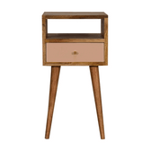 Mini Blush Hand Painted Bedside Table | Oak-Ish Solid Mango Wood
