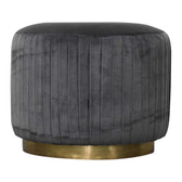 Grey Velvet Pleated Footstool | Cotton Velvet