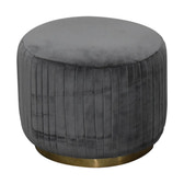 Grey Velvet Pleated Footstool | Cotton Velvet