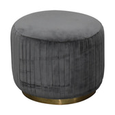 Grey Velvet Pleated Footstool | Cotton Velvet