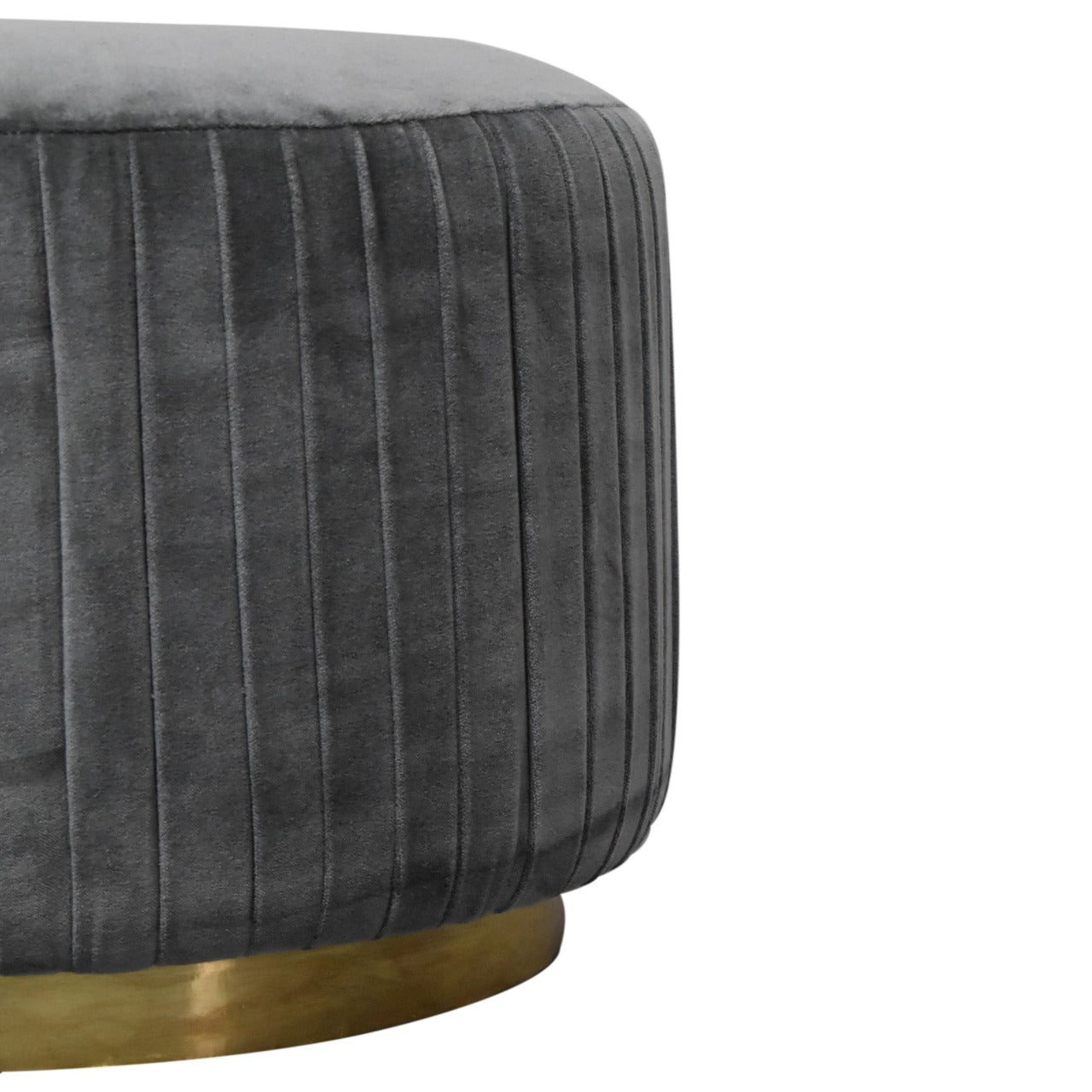 Grey Velvet Pleated Footstool | Cotton Velvet