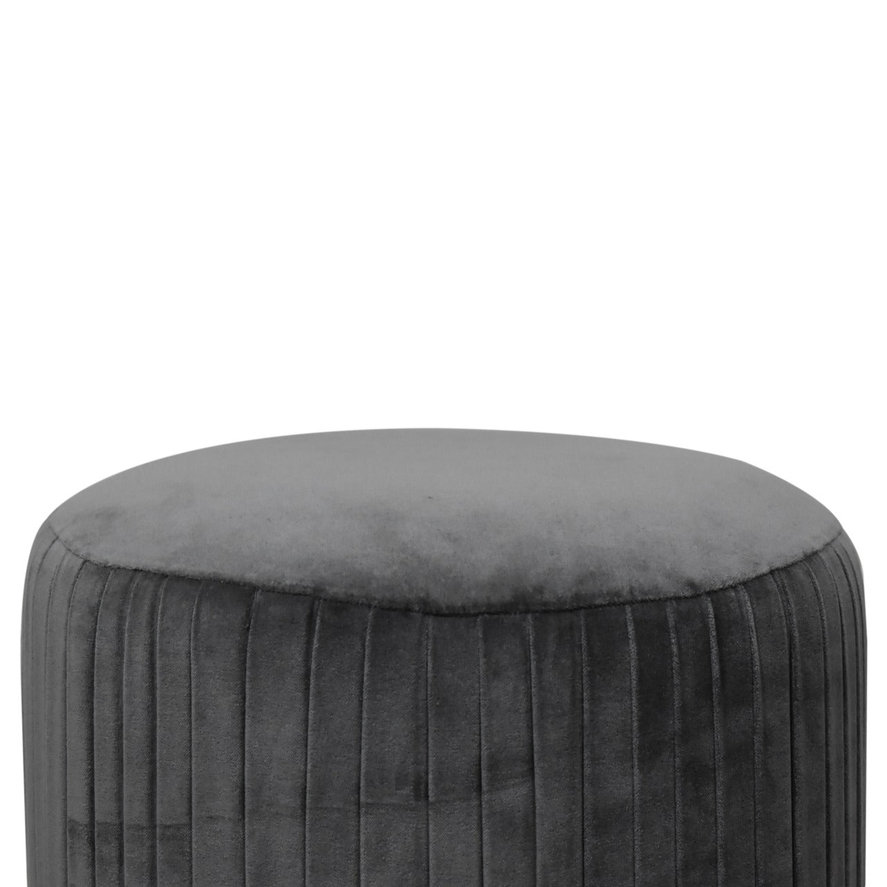 Grey Velvet Pleated Footstool | Cotton Velvet
