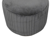 Grey Velvet Pleated Footstool | Cotton Velvet