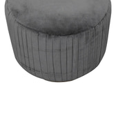 Grey Velvet Pleated Footstool | Cotton Velvet