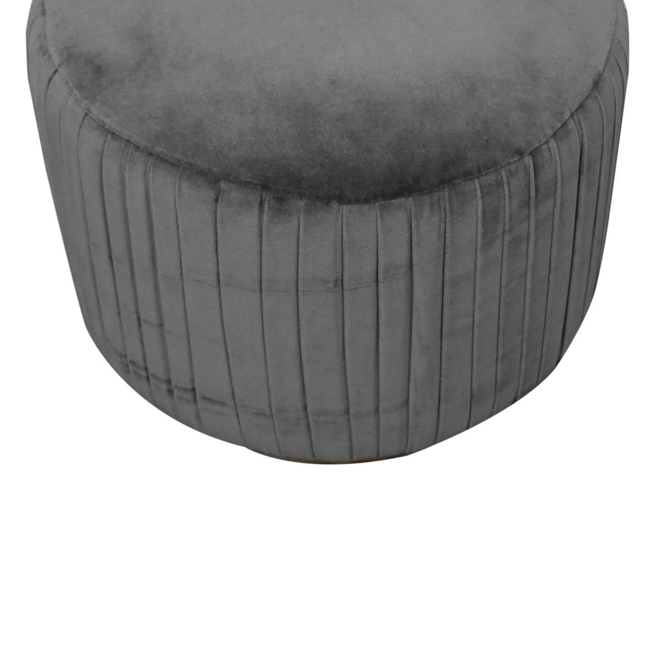 Grey Velvet Pleated Footstool | Cotton Velvet