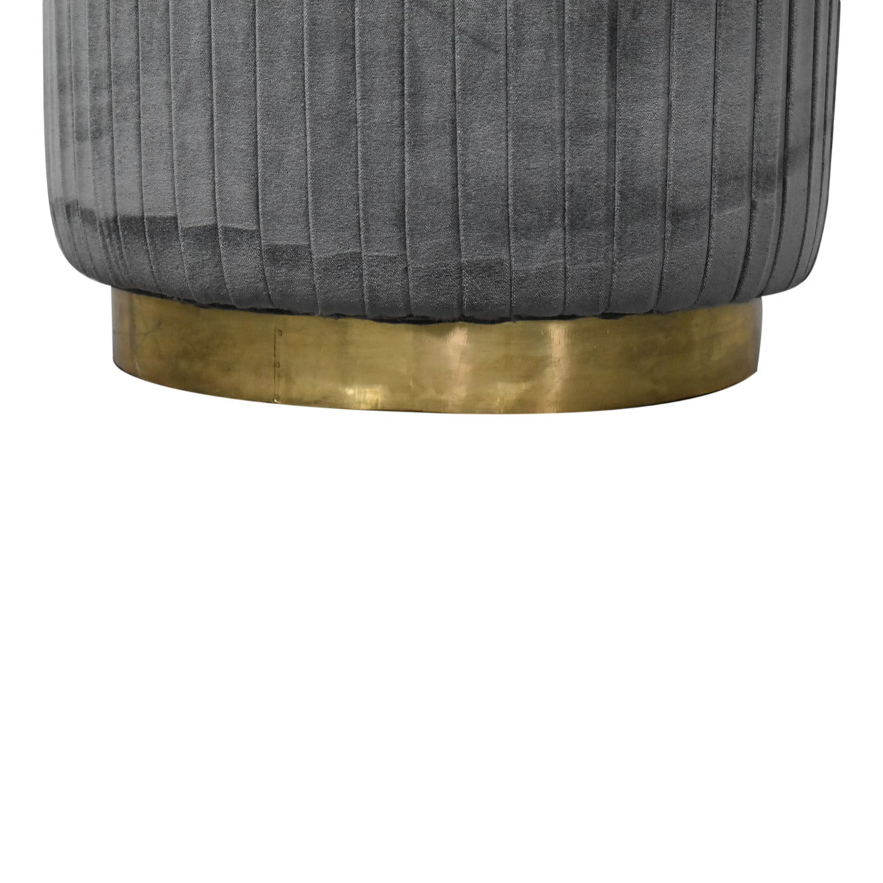 Grey Velvet Pleated Footstool | Cotton Velvet