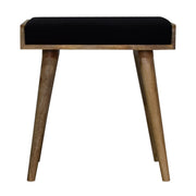 Black Velvet Tray Style Footstool | Cotton Velvet